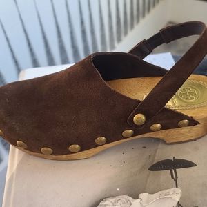 Like New Tory Burch Suede Clogs